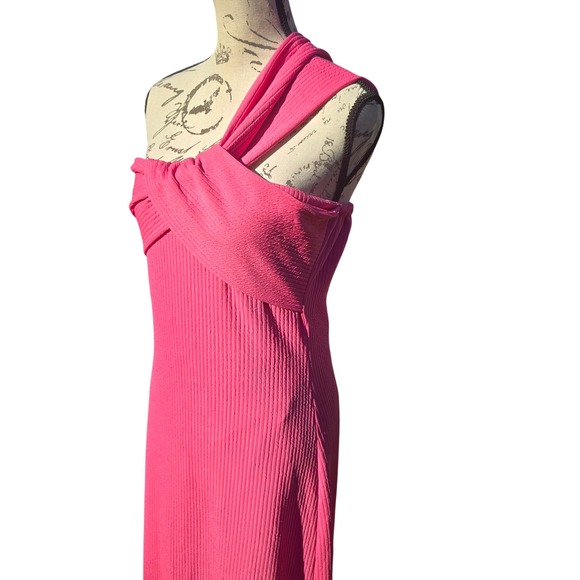 Anthropologie NWT Porridge Antonia Twist-Front Ribbed Maxi Dress Hot Pink Medium - Picture 5 of 15